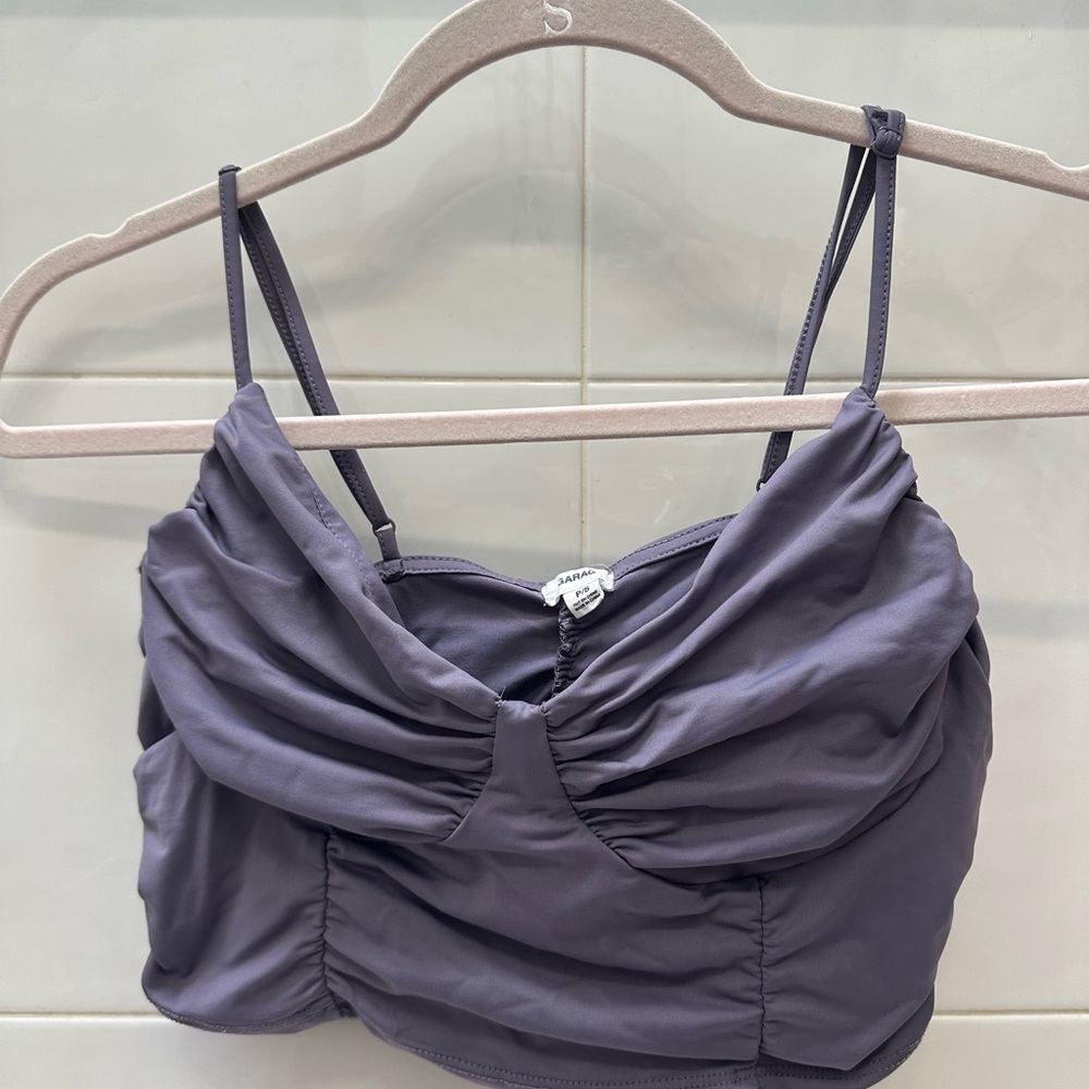 Purple Ruched Crop Top